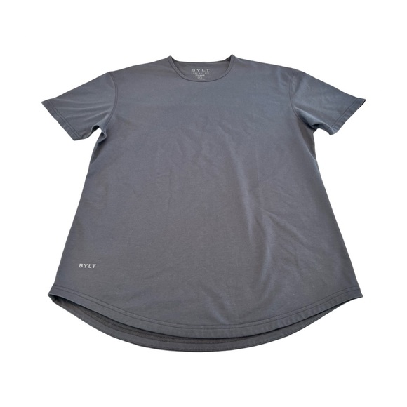 BYLT Drop Cut Lux Shirt Men’s Gray Short Sleeve Athletic Fit Men's Size Large - Picture 1 of 5